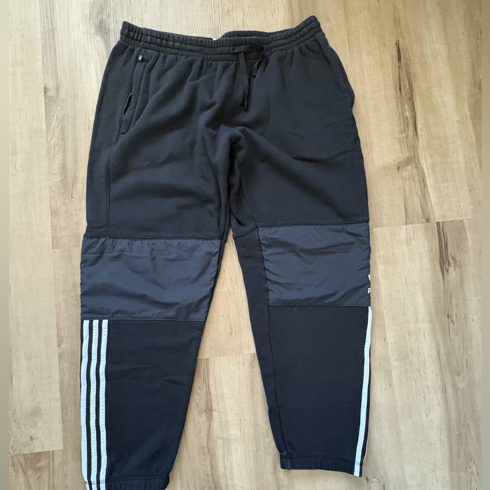 Adidas black & white track pants